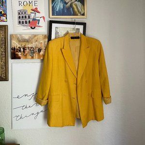 Vintage Mustard Yellow Double-Breasted Blazer